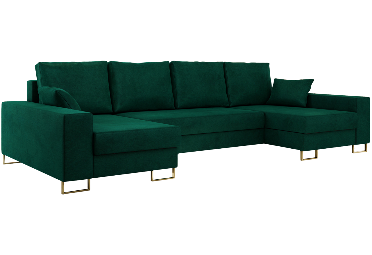 Narożnik DORIAN U - uniwersalny - ciemnozielony, welwet