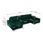 Narożnik DORIAN U - uniwersalny - ciemnozielony, welwet