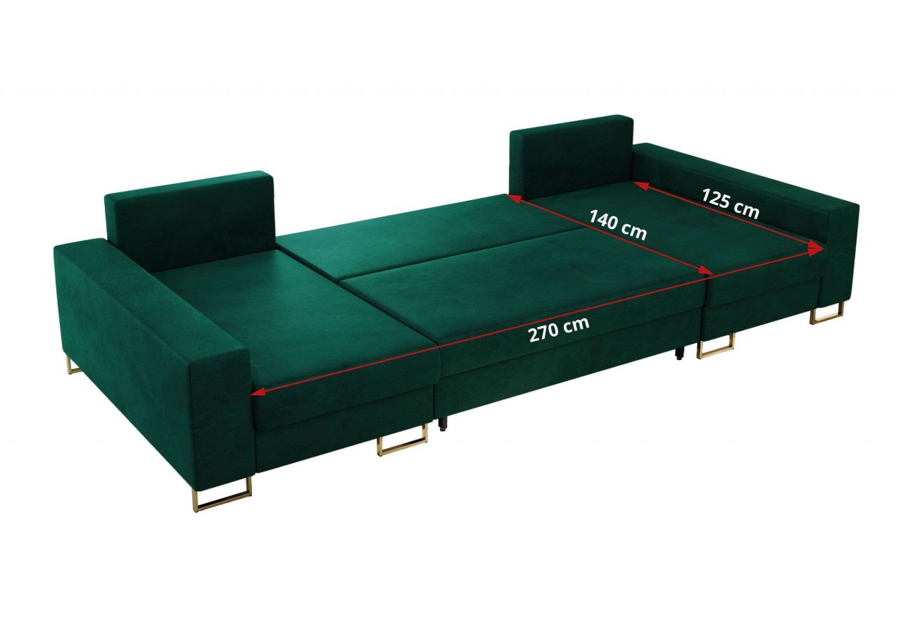 Narożnik DORIAN U - uniwersalny - ciemnozielony, welwet