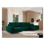 Narożnik DORIAN U - uniwersalny - ciemnozielony, welwet