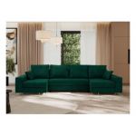 Narożnik DORIAN U - uniwersalny - ciemnozielony, welwet