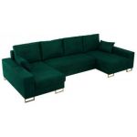 Narożnik DORIAN U - uniwersalny - ciemnozielony, welwet