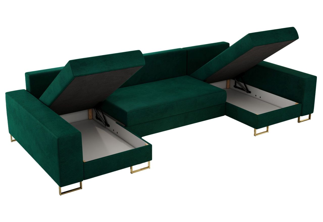 Narożnik DORIAN U - uniwersalny - ciemnozielony, welwet