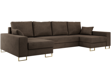 Narożnik DORIAN U - uniwersalny - brązowy, welwet