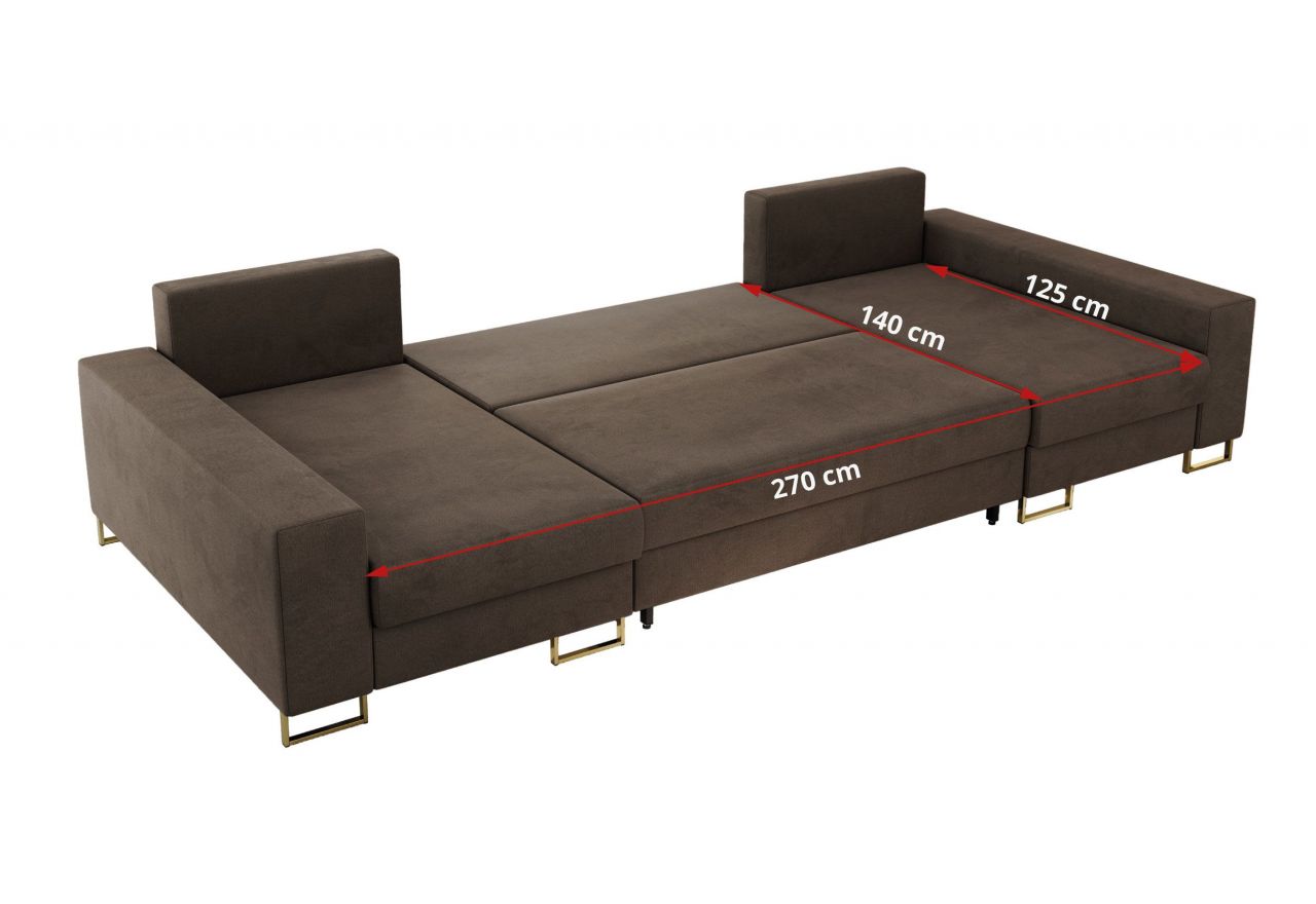 Narożnik DORIAN U - uniwersalny - brązowy, welwet