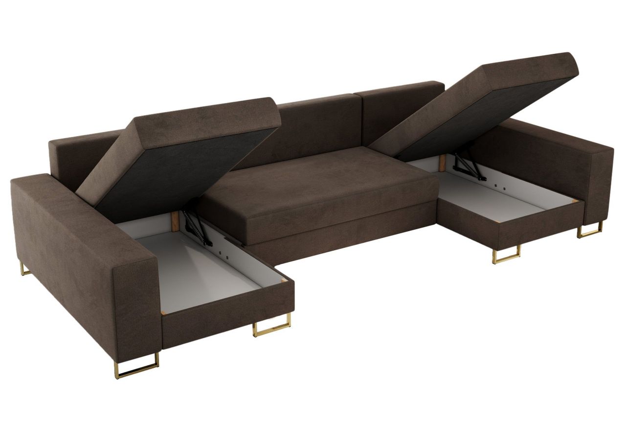 Narożnik DORIAN U - uniwersalny - brązowy, welwet