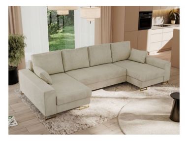 Narożnik DORIAN U - uniwersalny - beżowy, welwet