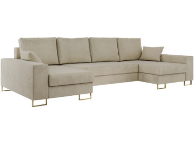 Narożnik DORIAN U - uniwersalny - beżowy, welwet