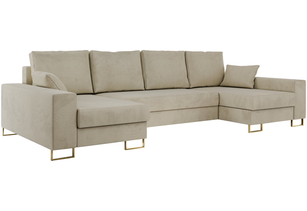 Narożnik DORIAN U - uniwersalny - beżowy, welwet