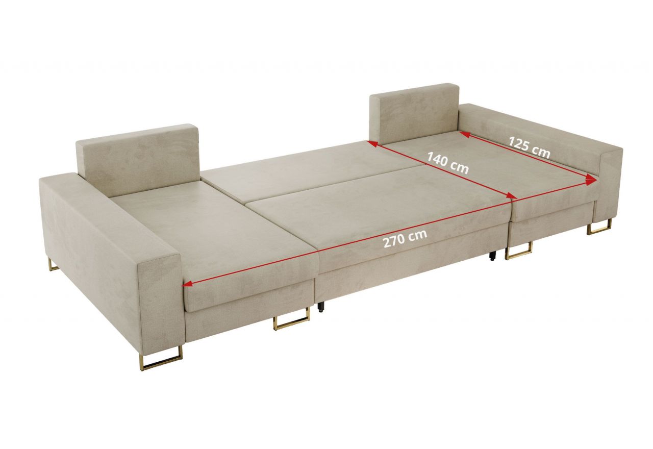 Narożnik DORIAN U - uniwersalny - beżowy, welwet