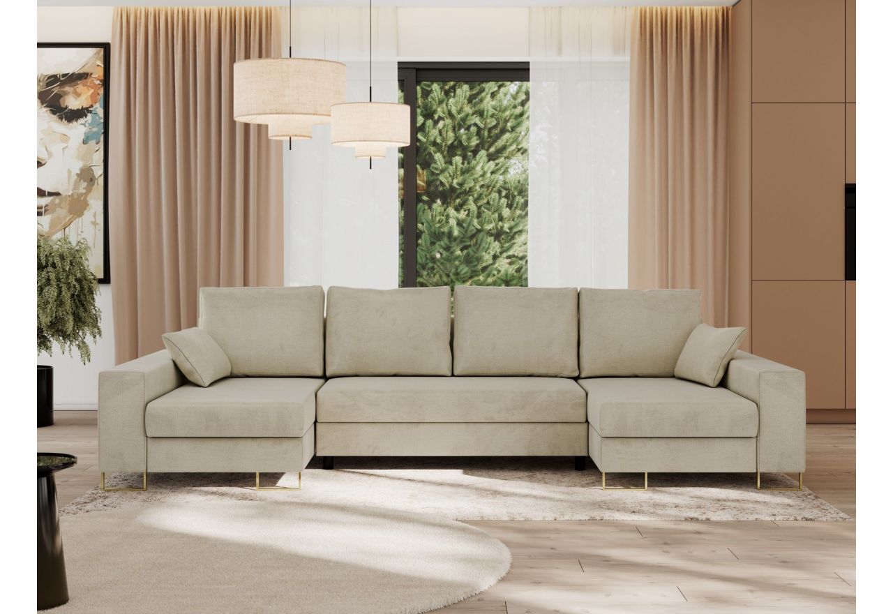 Narożnik DORIAN U - uniwersalny - beżowy, welwet