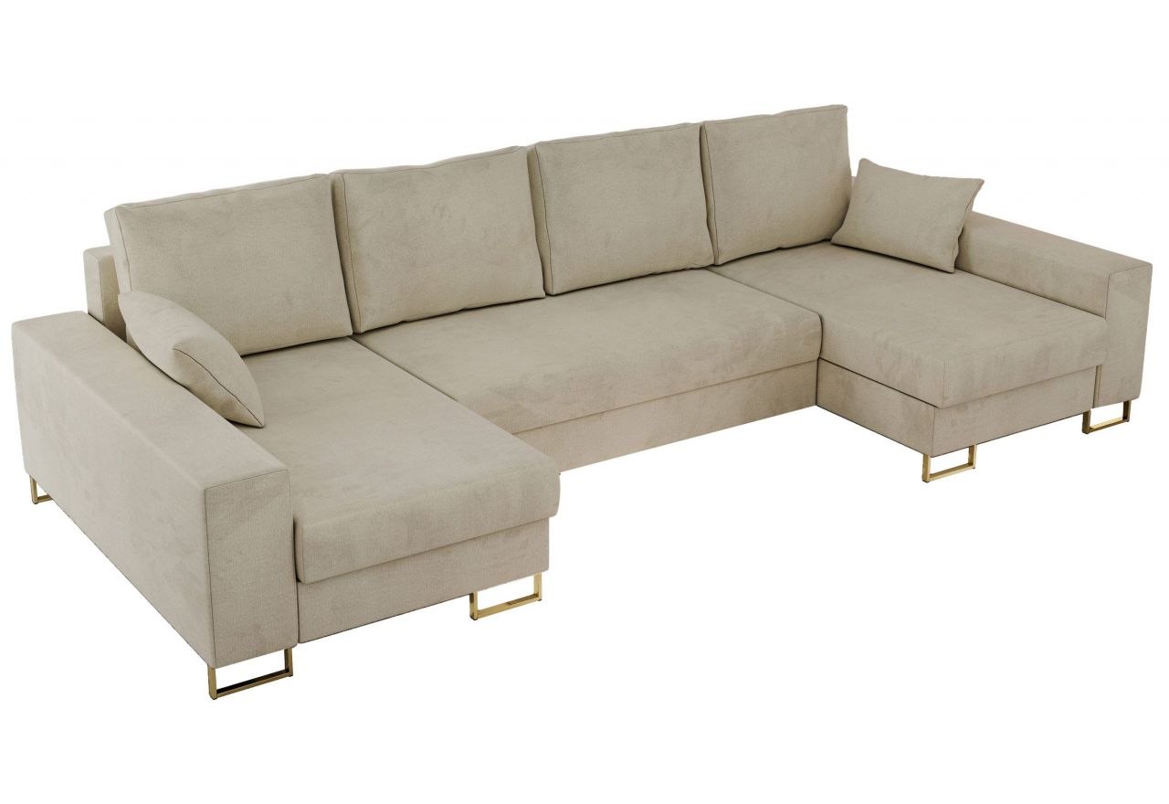 Narożnik DORIAN U - uniwersalny - beżowy, welwet