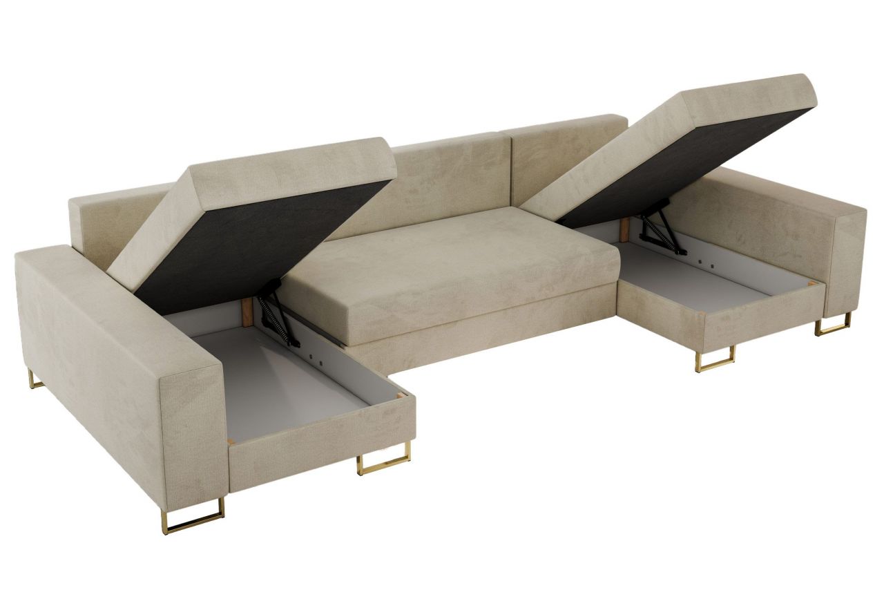 Narożnik DORIAN U - uniwersalny - beżowy, welwet