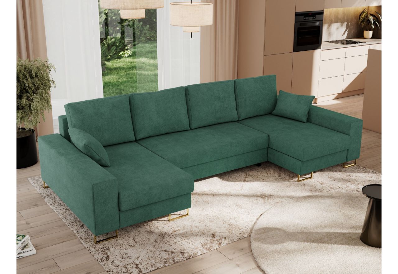 Narożnik DORIAN U - uniwersalny - zielony, struktura