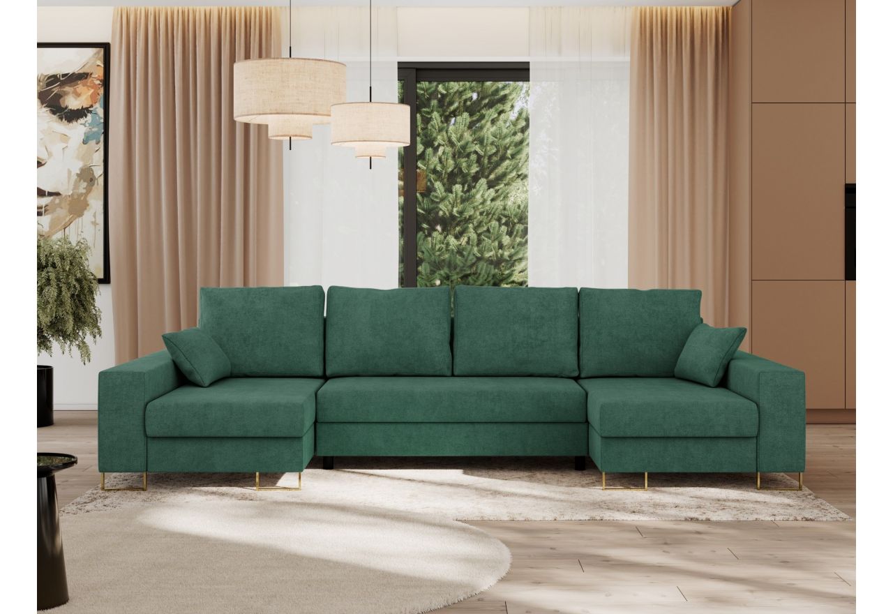 Narożnik DORIAN U - uniwersalny - zielony, struktura