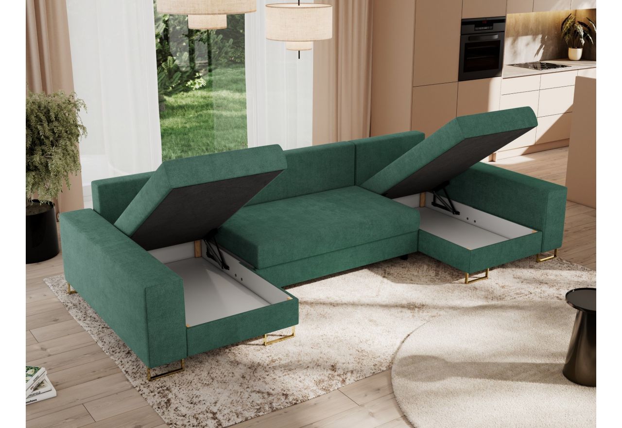 Narożnik DORIAN U - uniwersalny - zielony, struktura