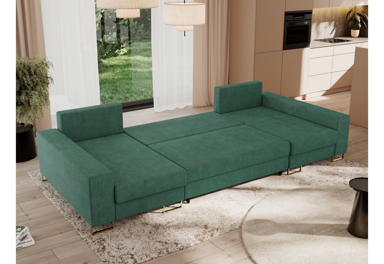 Narożnik DORIAN U - uniwersalny - zielony, struktura