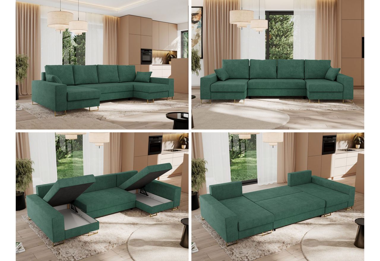 Narożnik DORIAN U - uniwersalny - zielony, struktura