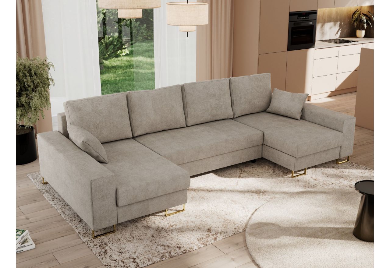 Narożnik DORIAN U - uniwersalny - beżowy, struktura