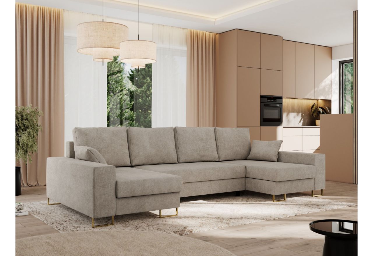 Narożnik DORIAN U - uniwersalny - beżowy, struktura