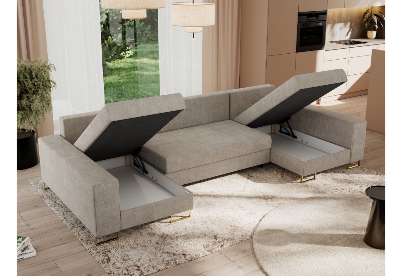 Narożnik DORIAN U - uniwersalny - beżowy, struktura