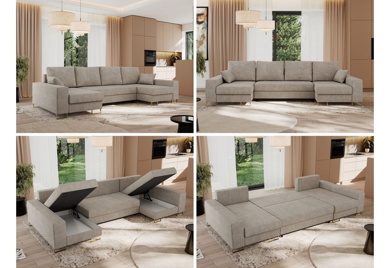 Narożnik DORIAN U - uniwersalny - beżowy, struktura