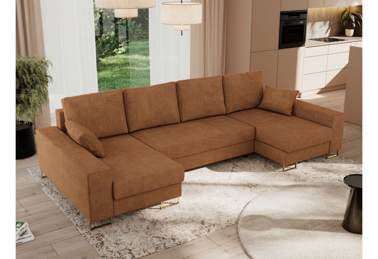 Narożnik DORIAN U - uniwersalny - pomarańczowy, struktura