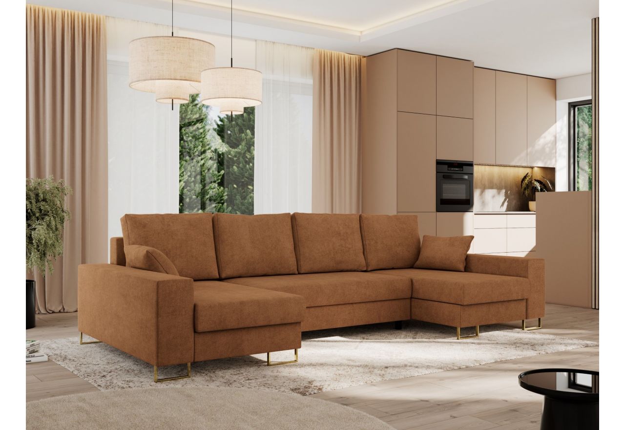 Narożnik DORIAN U - uniwersalny - pomarańczowy, struktura