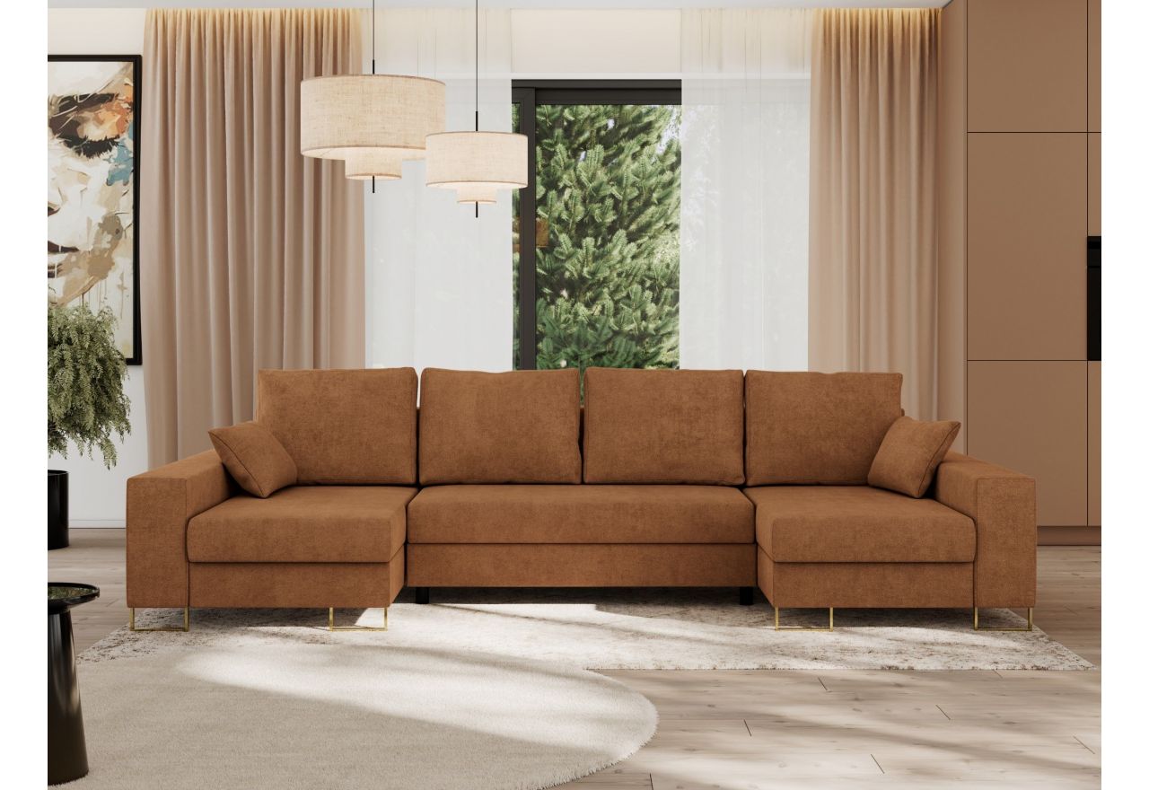 Narożnik DORIAN U - uniwersalny - pomarańczowy, struktura