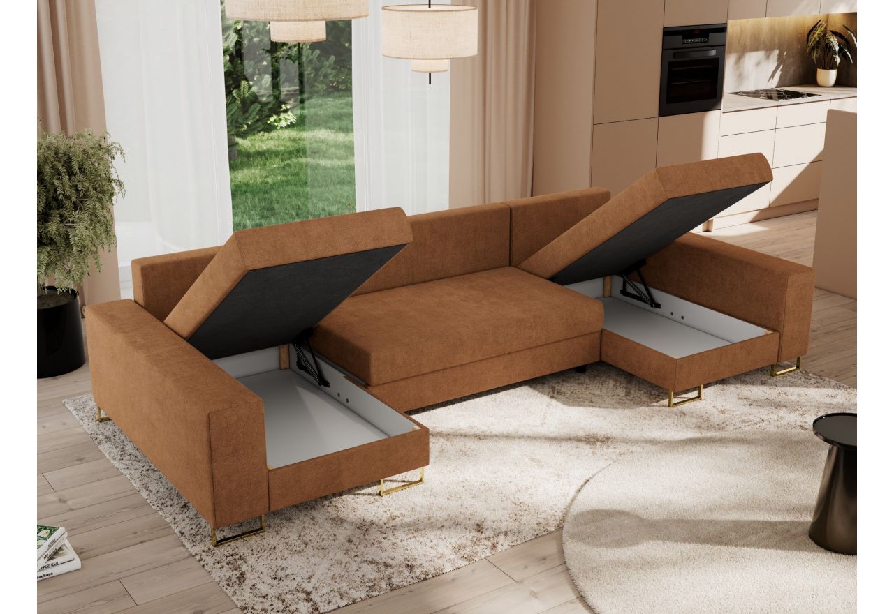 Narożnik DORIAN U - uniwersalny - pomarańczowy, struktura