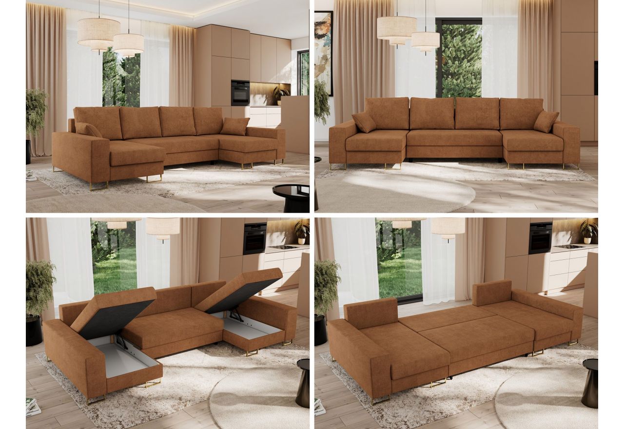 Narożnik DORIAN U - uniwersalny - pomarańczowy, struktura