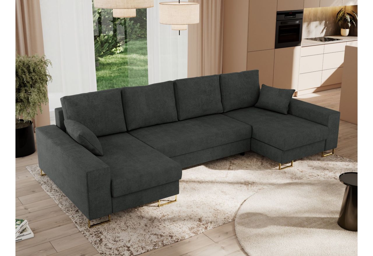 Narożnik DORIAN U - uniwersalny - ciemnoszary, struktura