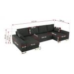 Narożnik DORIAN U - uniwersalny - ciemnoszary, struktura