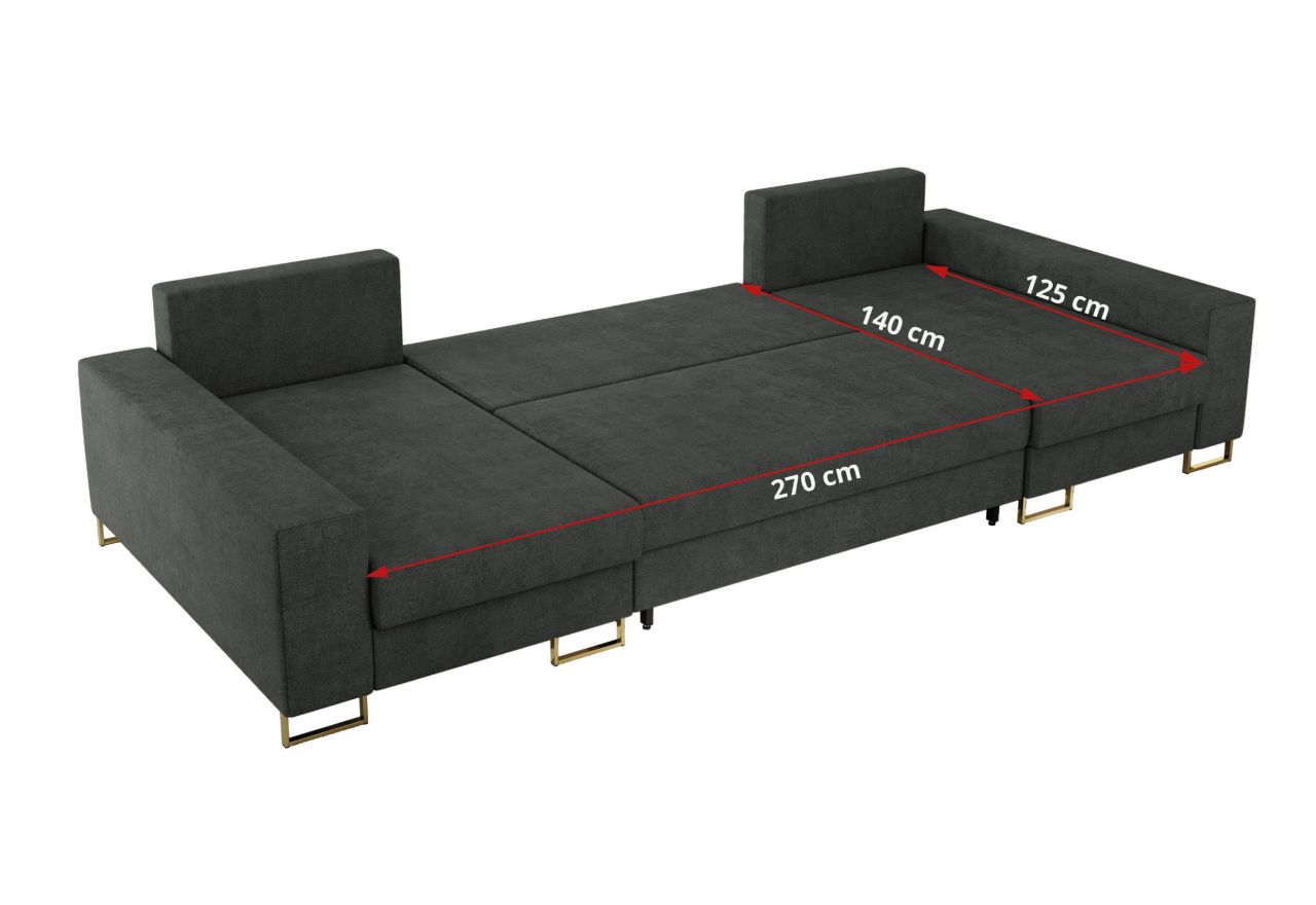 Narożnik DORIAN U - uniwersalny - ciemnoszary, struktura