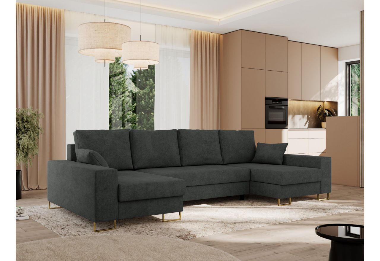 Narożnik DORIAN U - uniwersalny - ciemnoszary, struktura