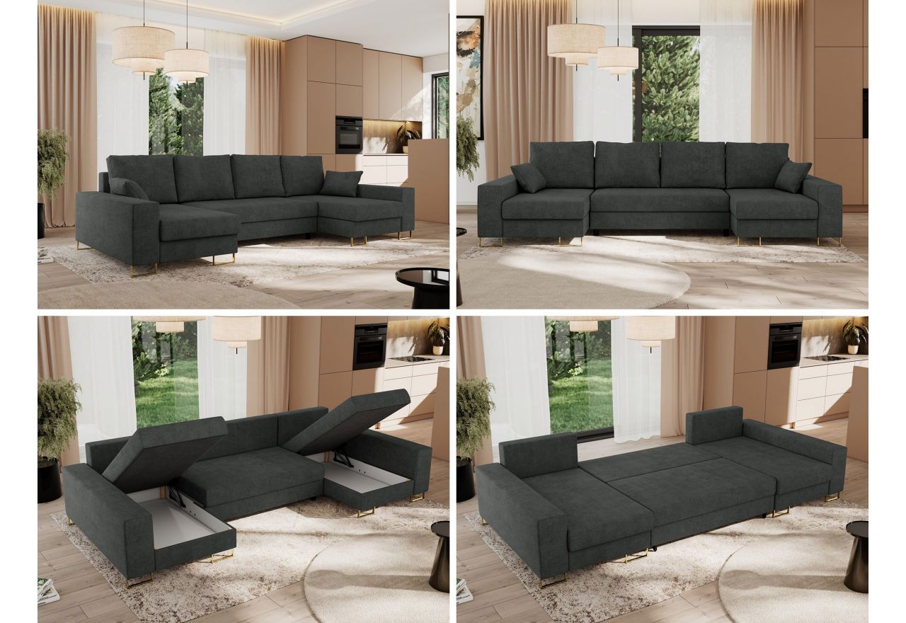 Narożnik DORIAN U - uniwersalny - ciemnoszary, struktura