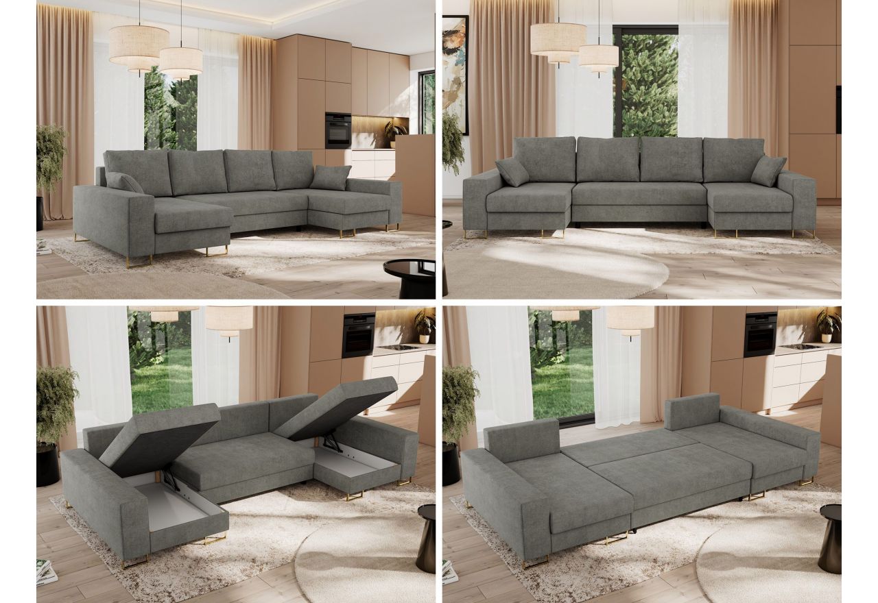 Narożnik DORIAN U - uniwersalny - szary, struktura