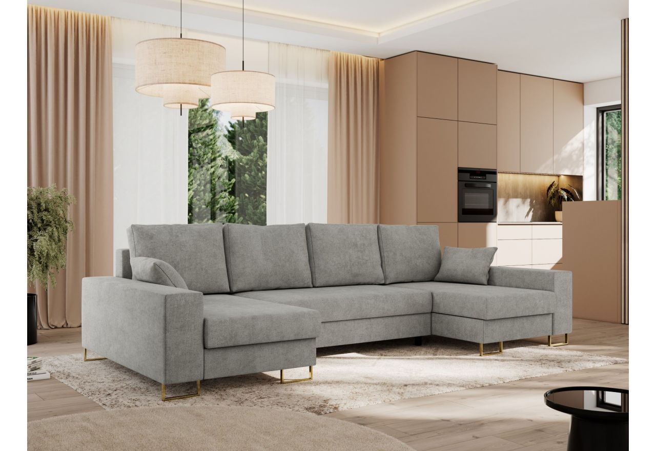 Narożnik DORIAN U - uniwersalny - jasnoszary, struktura