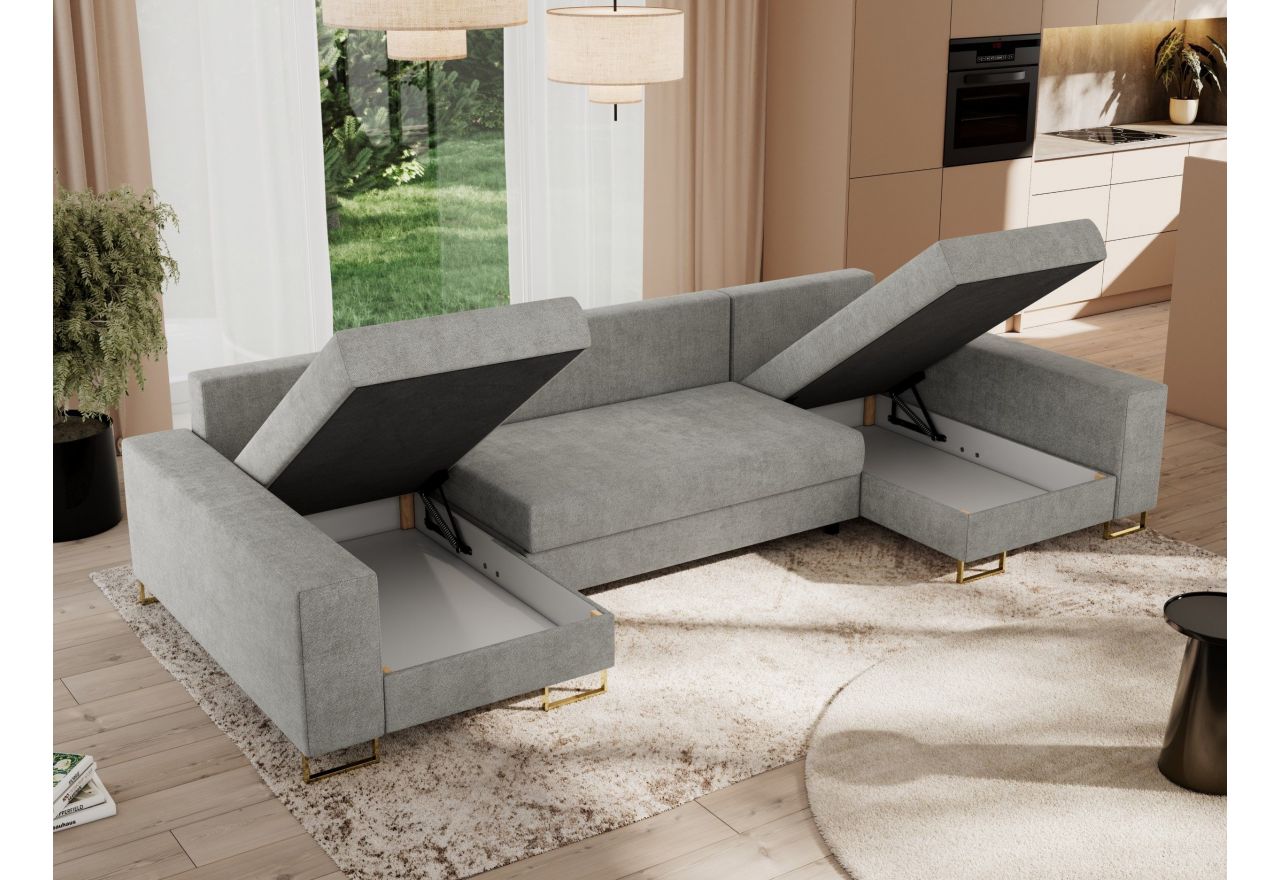 Narożnik DORIAN U - uniwersalny - jasnoszary, struktura