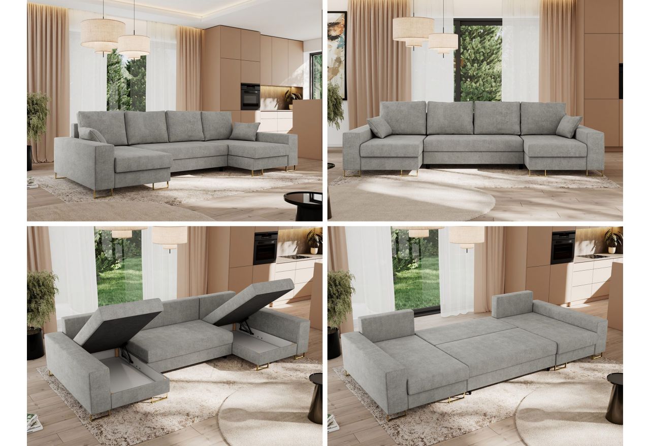 Narożnik DORIAN U - uniwersalny - jasnoszary, struktura