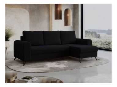 Narożnik HUGO L - uniwersalny - czarny, boucle