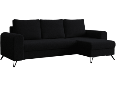 Narożnik HUGO L - uniwersalny - czarny, boucle