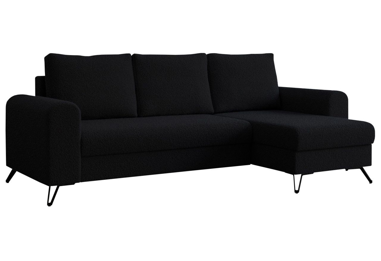 Narożnik HUGO L - uniwersalny - czarny, boucle