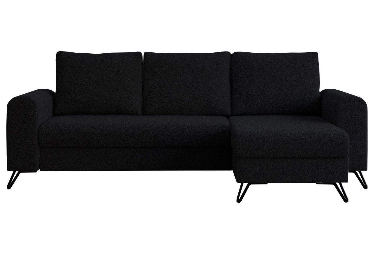 Narożnik HUGO L - uniwersalny - czarny, boucle