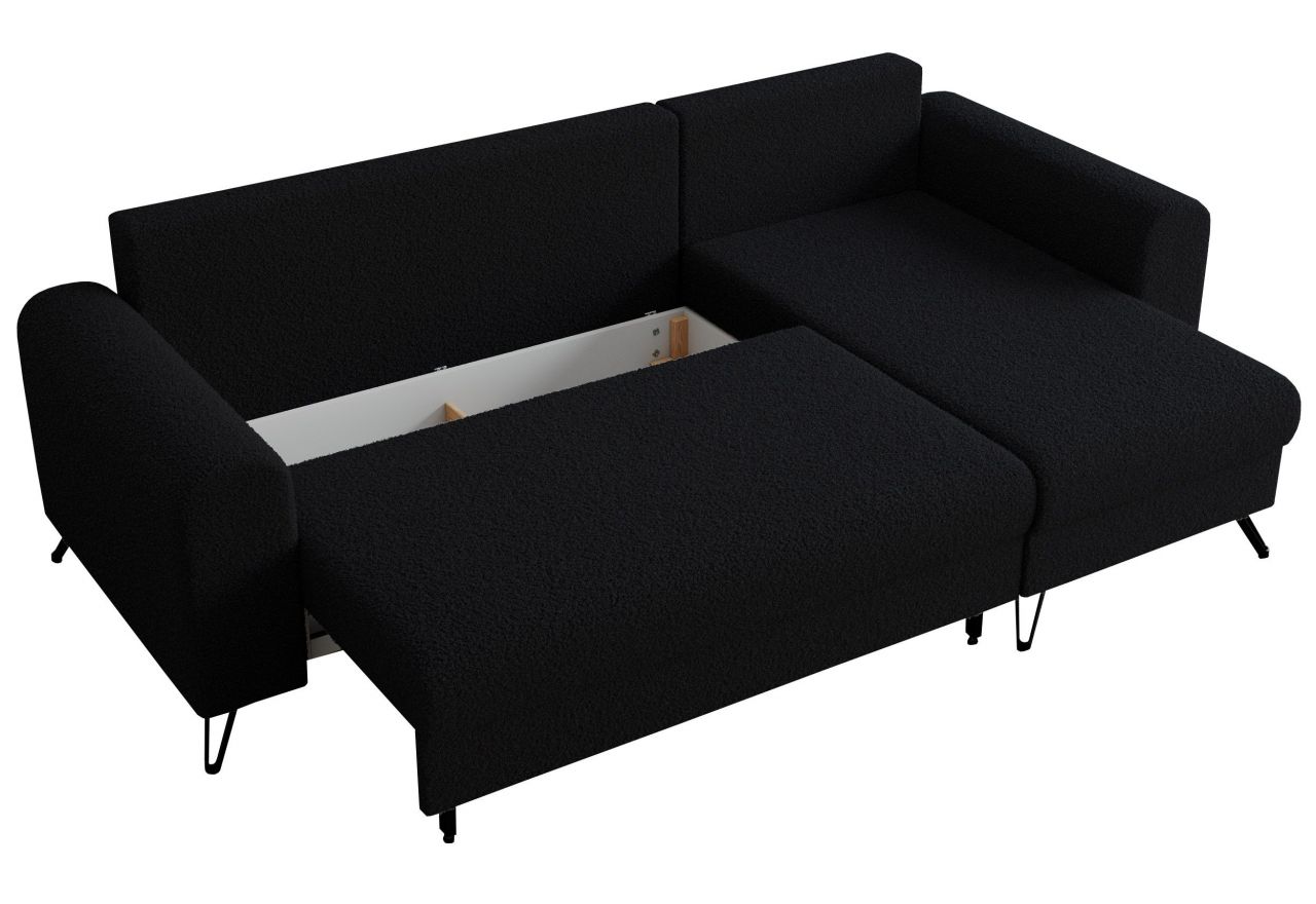 Narożnik HUGO L - uniwersalny - czarny, boucle