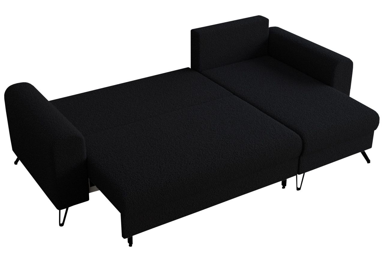 Narożnik HUGO L - uniwersalny - czarny, boucle