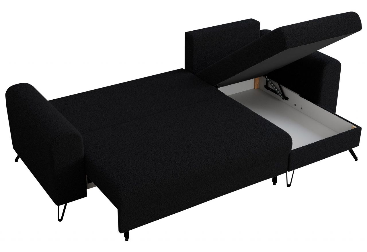 Narożnik HUGO L - uniwersalny - czarny, boucle