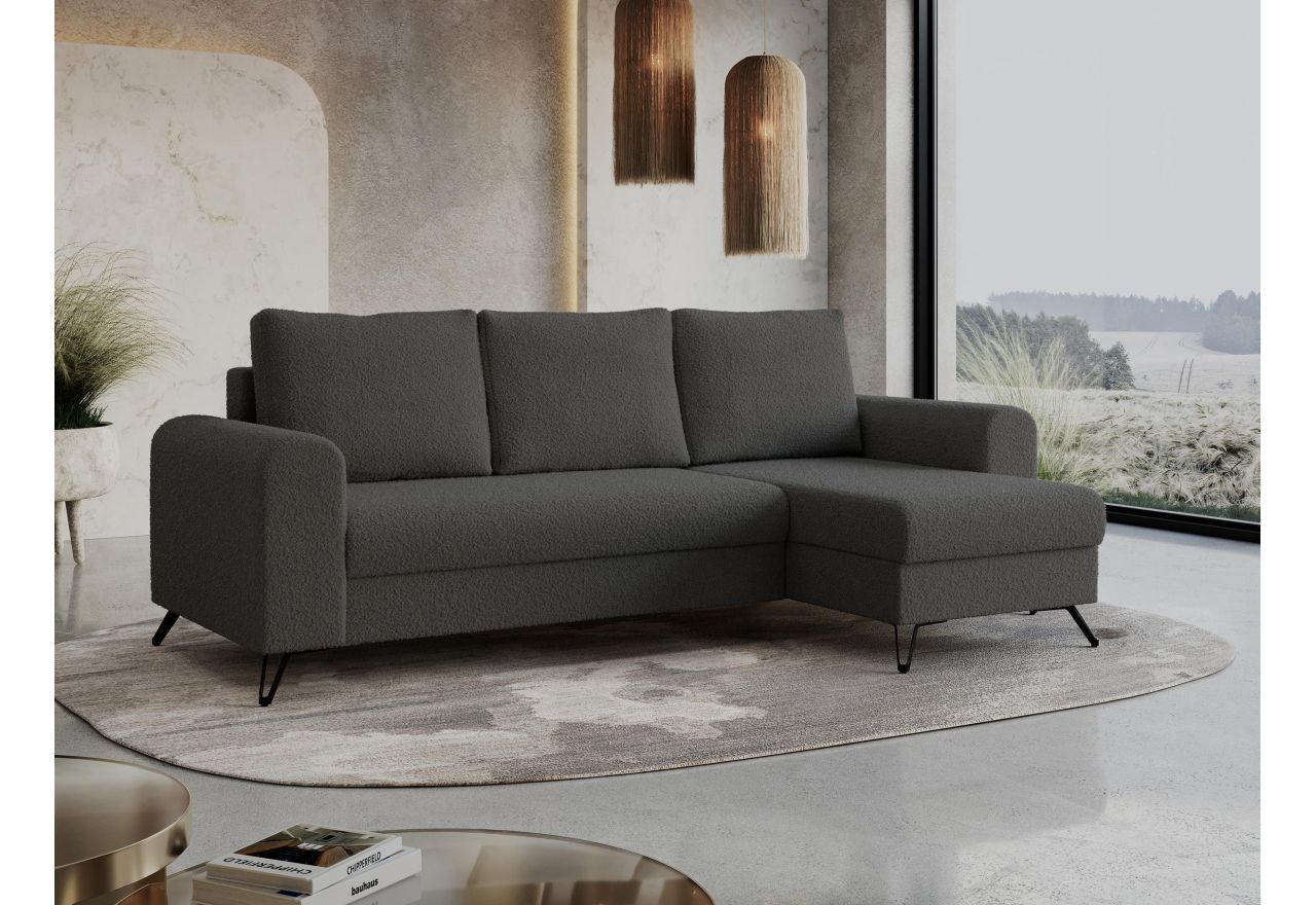 Narożnik HUGO L - uniwersalny - ciemnoszary, boucle