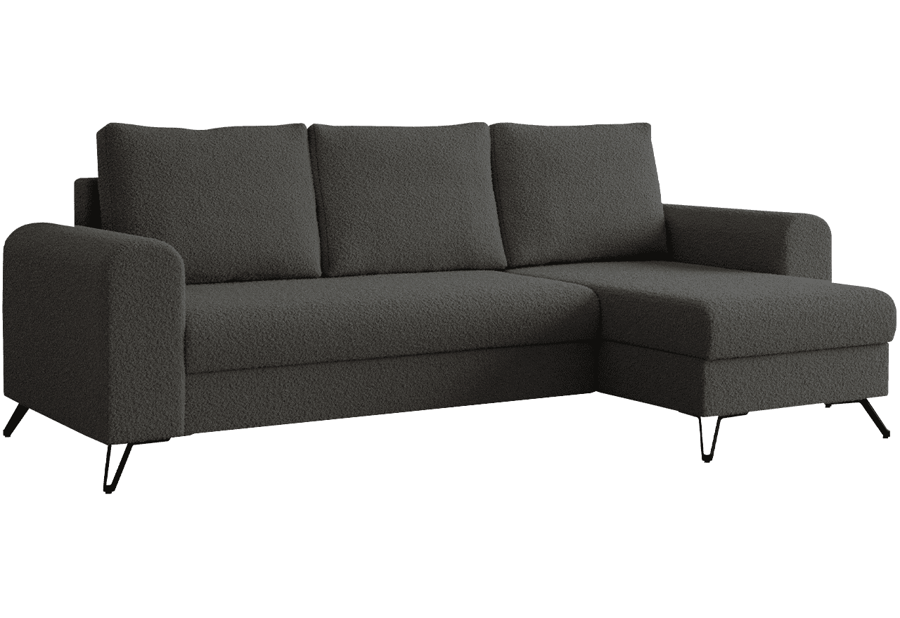 Narożnik HUGO L - uniwersalny - ciemnoszary, boucle