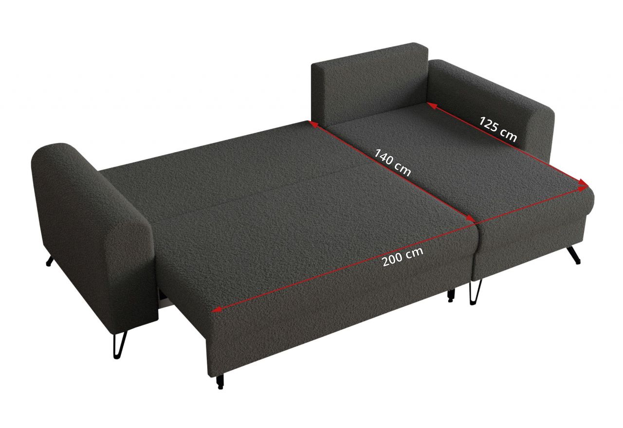 Narożnik HUGO L - uniwersalny - ciemnoszary, boucle